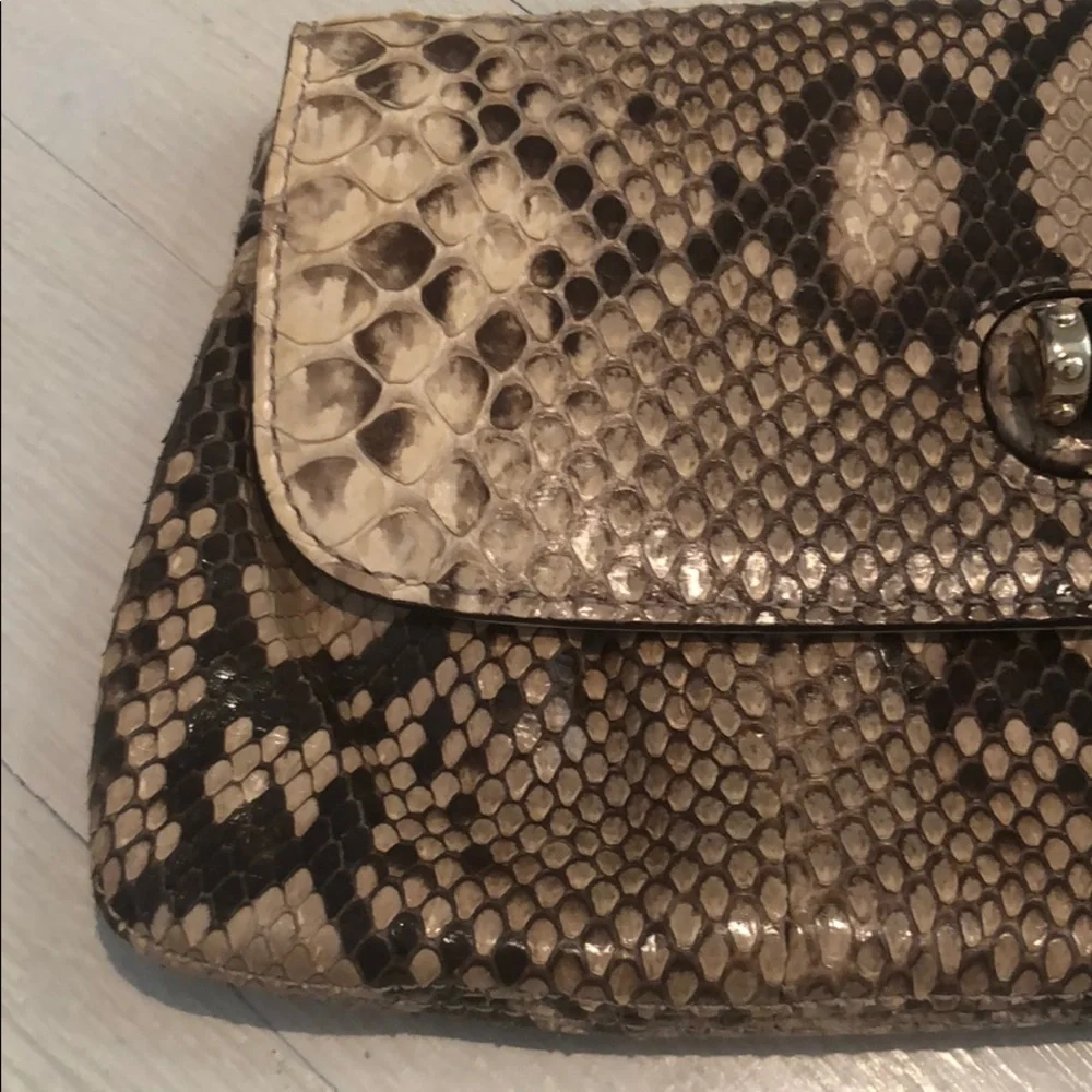 Vintage Gucci brown/beige Python bamboo clutch bag - Picture 6 of 14